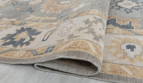 8x10 Grey Ivory Modern Oushak Turkish Style Design Hand Knotted Hand Spun Wool Rug # 2269