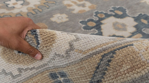 8x10 Grey Ivory Modern Oushak Turkish Style Design Hand Knotted Hand Spun Wool Rug # 2269