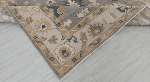 8x10 Grey Ivory Modern Oushak Turkish Style Design Hand Knotted Hand Spun Wool Rug # 2269