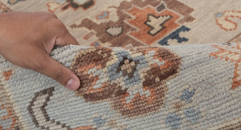 8x10 Tan Grey Modern Oushak Design Turkish Style Design Hand Knotted Hand Spun Wool Rug # 2276