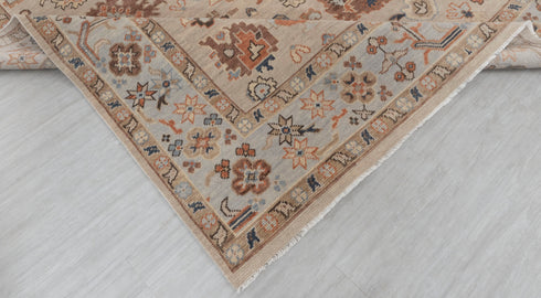 8x10 Tan Grey Modern Oushak Design Turkish Style Design Hand Knotted Hand Spun Wool Rug # 2276