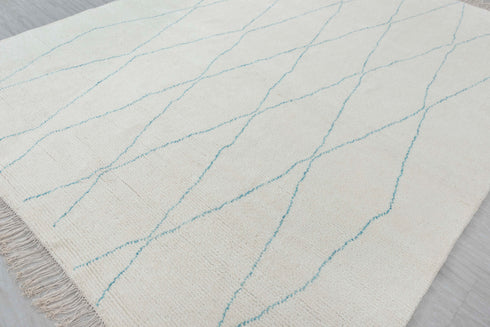 8x10 Moroccan White Inspired Rug Soft Wool Beni Ourain Berber Hand Knotted, No Wool Shedding, 1854