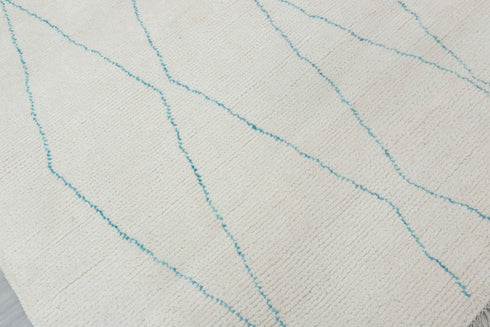 8x10 Moroccan White Inspired Rug Soft Wool Beni Ourain Berber Hand Knotted, No Wool Shedding, 1854