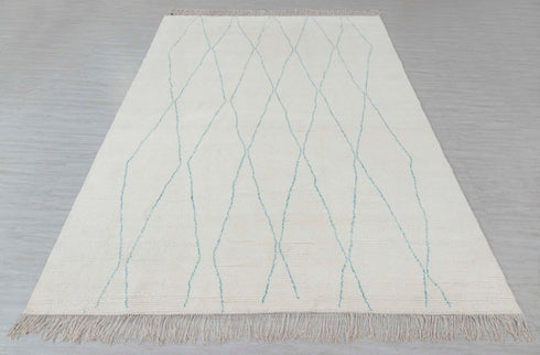 8x10 Moroccan White Inspired Rug Soft Wool Beni Ourain Berber Hand Knotted, No Wool Shedding, 1854