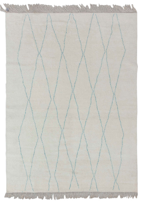 8x10 Moroccan White Inspired Rug Soft Wool Beni Ourain Berber Hand Knotted, No Wool Shedding, 1854