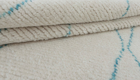 8x10 Moroccan White Inspired Rug Soft Wool Beni Ourain Berber Hand Knotted, No Wool Shedding, 1854