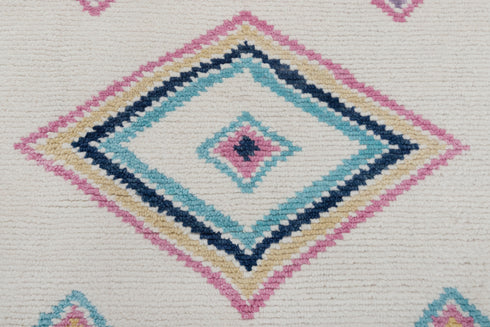 8x10 Moroccan Boucherouite Inspired Rug Soft Wool Beni Ourain Hand Knotted, No Wool Shedding. #2471