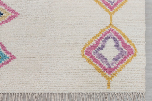 8x10 Moroccan Boucherouite Inspired Rug Soft Wool Beni Ourain Hand Knotted, No Wool Shedding. #2471