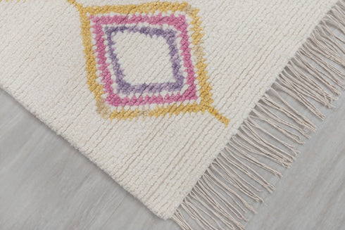 8x10 Moroccan Boucherouite Inspired Rug Soft Wool Beni Ourain Hand Knotted, No Wool Shedding. #2471