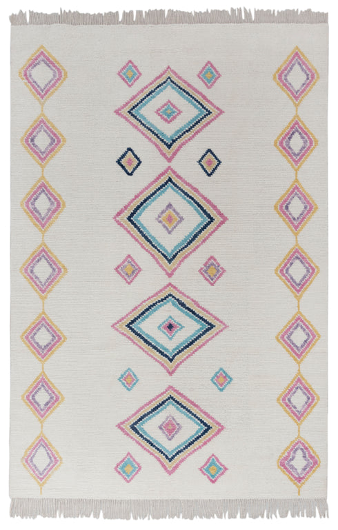 8x10 Moroccan Boucherouite Inspired Rug Soft Wool Beni Ourain Hand Knotted, No Wool Shedding. #2471