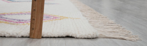 8x10 Moroccan Boucherouite Inspired Rug Soft Wool Beni Ourain Hand Knotted, No Wool Shedding. #2471