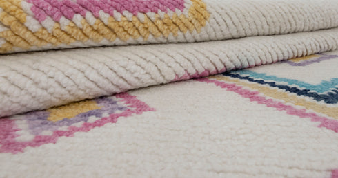 8x10 Moroccan Boucherouite Inspired Rug Soft Wool Beni Ourain Hand Knotted, No Wool Shedding. #2471