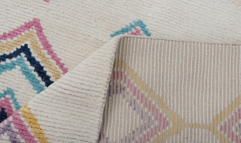 8x10 Moroccan Boucherouite Inspired Rug Soft Wool Beni Ourain Hand Knotted, No Wool Shedding. #2471