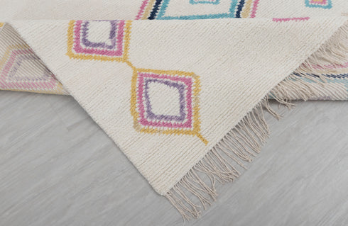 8x10 Moroccan Boucherouite Inspired Rug Soft Wool Beni Ourain Hand Knotted, No Wool Shedding. #2471