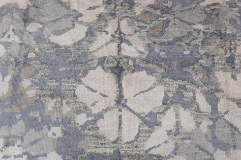 8x10 Lavender Beige Gret Flower Soft Shiny Wool Silk Oushak Turkish Design Hand Knotted Hand Spun Wool Rug #SE-23