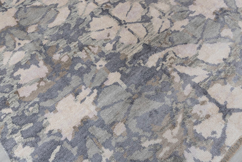 8x10 Lavender Beige Gret Flower Soft Shiny Wool Silk Oushak Turkish Design Hand Knotted Hand Spun Wool Rug #SE-23