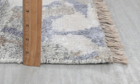 8x10 Lavender Beige Gret Flower Soft Shiny Wool Silk Oushak Turkish Design Hand Knotted Hand Spun Wool Rug #SE-23