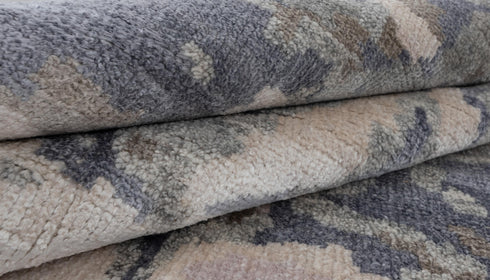 8x10 Lavender Beige Gret Flower Soft Shiny Wool Silk Oushak Turkish Design Hand Knotted Hand Spun Wool Rug #SE-23