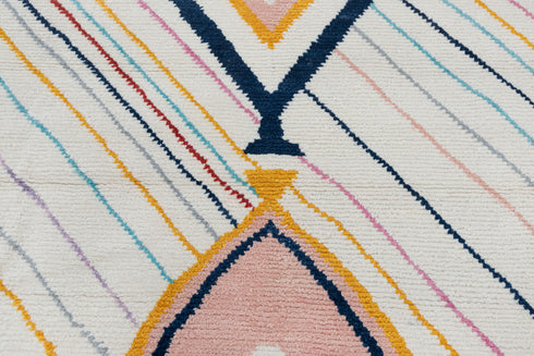 8x10 Moroccan Boucherouite Inspired Rug Soft Wool Beni Ourain Hand Knotted, No Wool Shedding. 2472