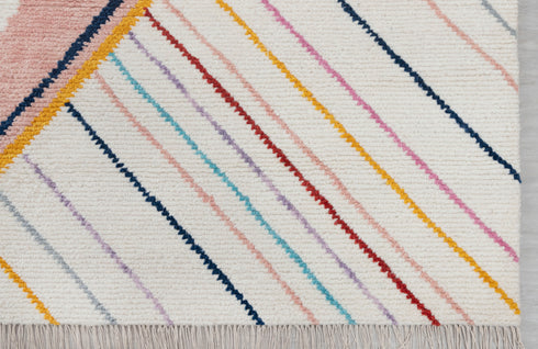 8x10 Moroccan Boucherouite Inspired Rug Soft Wool Beni Ourain Hand Knotted, No Wool Shedding. 2472