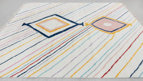 8x10 Moroccan Boucherouite Inspired Rug Soft Wool Beni Ourain Hand Knotted, No Wool Shedding. 2472