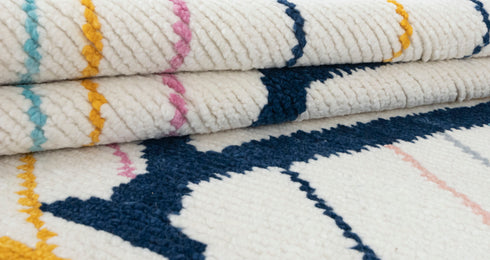 8x10 Moroccan Boucherouite Inspired Rug Soft Wool Beni Ourain Hand Knotted, No Wool Shedding. 2472