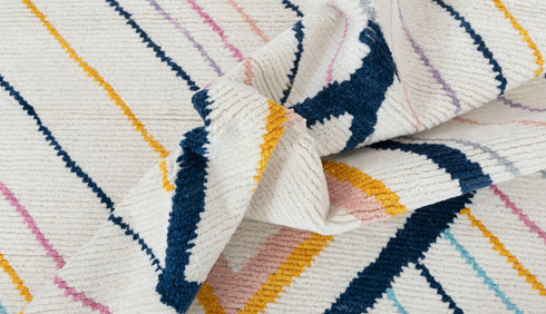 8x10 Moroccan Boucherouite Inspired Rug Soft Wool Beni Ourain Hand Knotted, No Wool Shedding. 2472