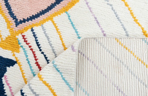 8x10 Moroccan Boucherouite Inspired Rug Soft Wool Beni Ourain Hand Knotted, No Wool Shedding. 2472