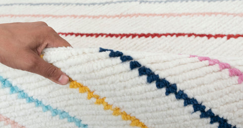 8x10 Moroccan Boucherouite Inspired Rug Soft Wool Beni Ourain Hand Knotted, No Wool Shedding. 2472