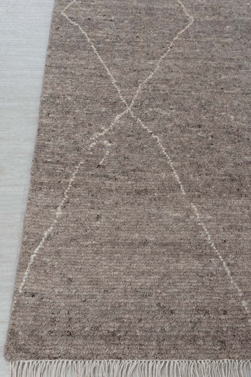 9x12 Taupe Moroccan Beni Ourain Hand Knotted Rug, No Wool Shedding-#2062