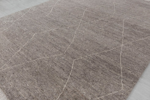 9x12 Taupe Moroccan Beni Ourain Hand Knotted Rug, No Wool Shedding-#2062