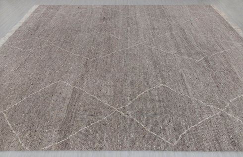 9x12 Taupe Moroccan Beni Ourain Hand Knotted Rug, No Wool Shedding-#2062