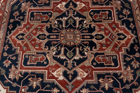 8x10 Antique Classic Serapi Persian Navy Rust Rug High Quality Hand Knotted 100% WOOL Rug #Ps-8