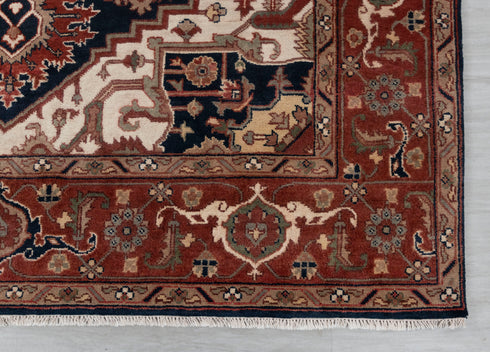 8x10 Antique Classic Serapi Persian Navy Rust Rug High Quality Hand Knotted 100% WOOL Rug #Ps-8