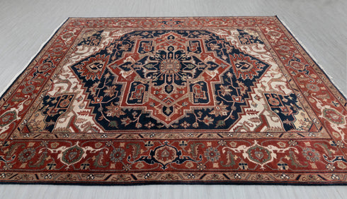 8x10 Antique Classic Serapi Persian Navy Rust Rug High Quality Hand Knotted 100% WOOL Rug #Ps-8