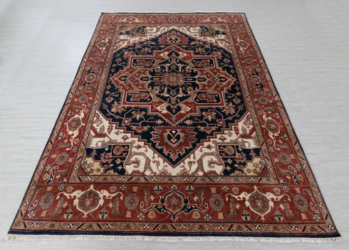 8x10 Antique Classic Serapi Persian Navy Rust Rug High Quality Hand Knotted 100% WOOL Rug #Ps-8
