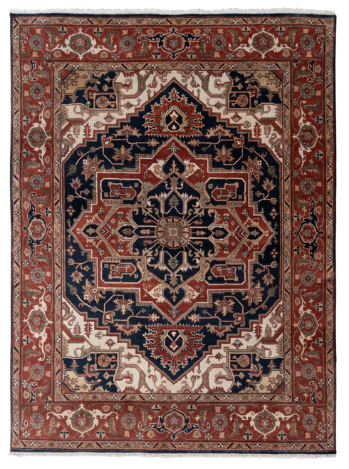 8x10 Antique Classic Serapi Persian Navy Rust Rug High Quality Hand Knotted 100% WOOL Rug #Ps-8