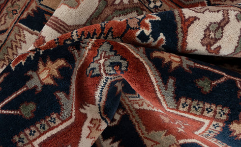 8x10 Antique Classic Serapi Persian Navy Rust Rug High Quality Hand Knotted 100% WOOL Rug #Ps-8