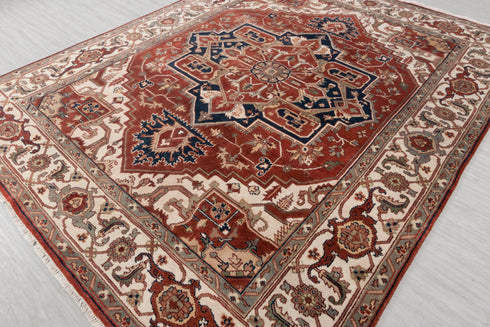 8x10 Rust Cream Mahal Classic Serapi Persian Rug High Quality Hand Knotted 100% WOOL Rug #Ps-9