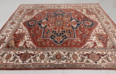 8x10 Rust Cream Mahal Classic Serapi Persian Rug High Quality Hand Knotted 100% WOOL Rug #Ps-9