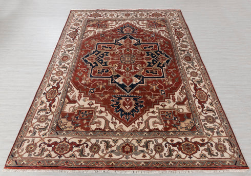 8x10 Rust Cream Mahal Classic Serapi Persian Rug High Quality Hand Knotted 100% WOOL Rug #Ps-9