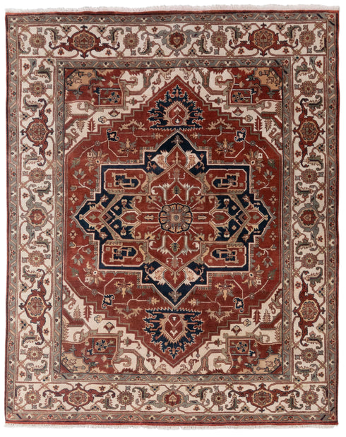 8x10 Rust Cream Mahal Classic Serapi Persian Rug High Quality Hand Knotted 100% WOOL Rug #Ps-9