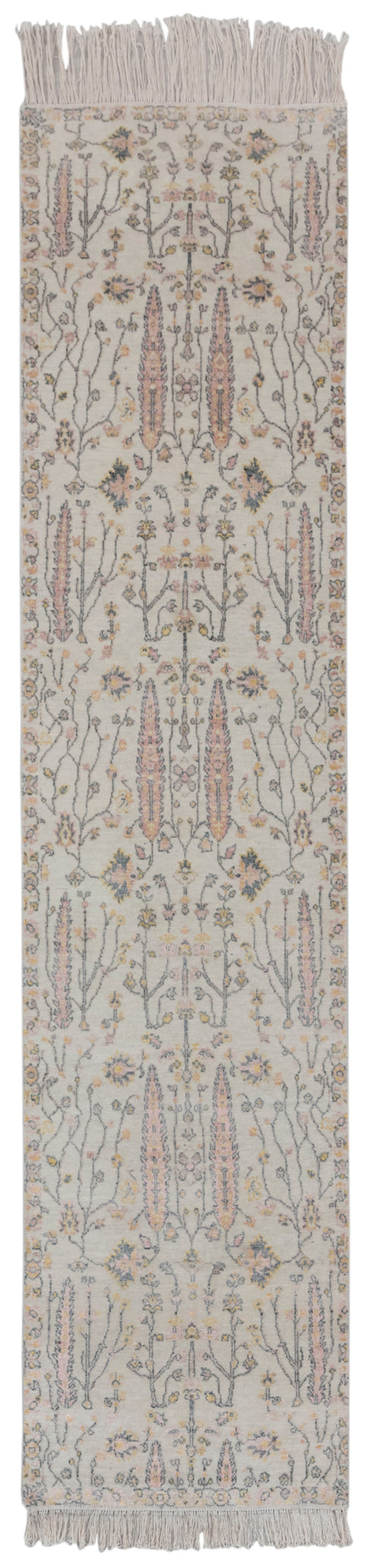 2.6x10 Ft. Modern Tree of Life Transitional Rug Runner Rug, Vintage Rug, Rug, Wool & Silk Rug #777-A