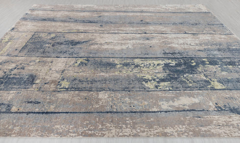 9 x 12 Grey Blue Painting Rug | Abstract Rug | Distressed Style Handmade Rug #873(275x365 Cms.)