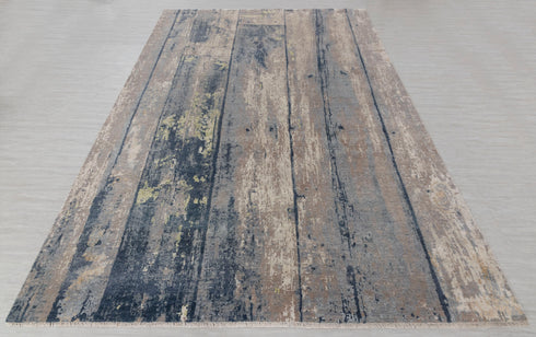 9 x 12 Grey Blue Painting Rug | Abstract Rug | Distressed Style Handmade Rug #873(275x365 Cms.)