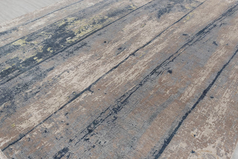 9 x 12 Grey Blue Painting Rug | Abstract Rug | Distressed Style Handmade Rug #873(275x365 Cms.)