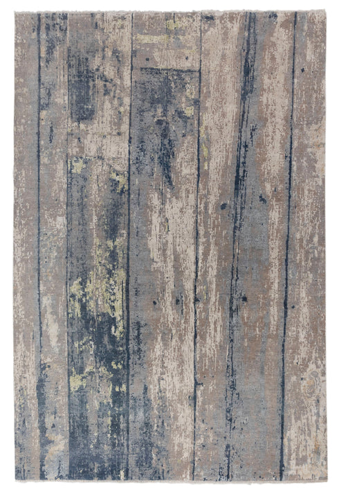 9 x 12 Grey Blue Painting Rug | Abstract Rug | Distressed Style Handmade Rug #873(275x365 Cms.)