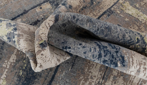 9 x 12 Grey Blue Painting Rug | Abstract Rug | Distressed Style Handmade Rug #873(275x365 Cms.)