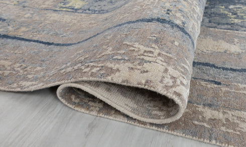 9 x 12 Grey Blue Painting Rug | Abstract Rug | Distressed Style Handmade Rug #873(275x365 Cms.)