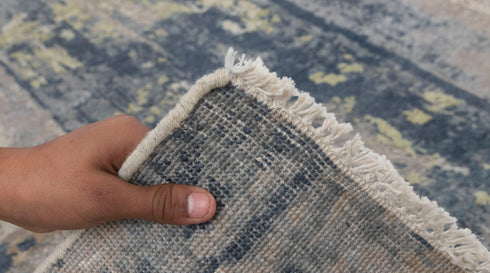 9 x 12 Grey Blue Painting Rug | Abstract Rug | Distressed Style Handmade Rug #873(275x365 Cms.)